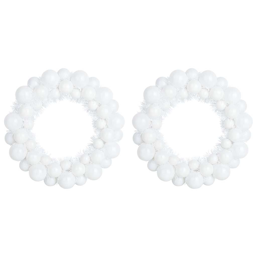 Corone di Palline di Natale 2 pz Bianco 33 x 33 x 7 cm