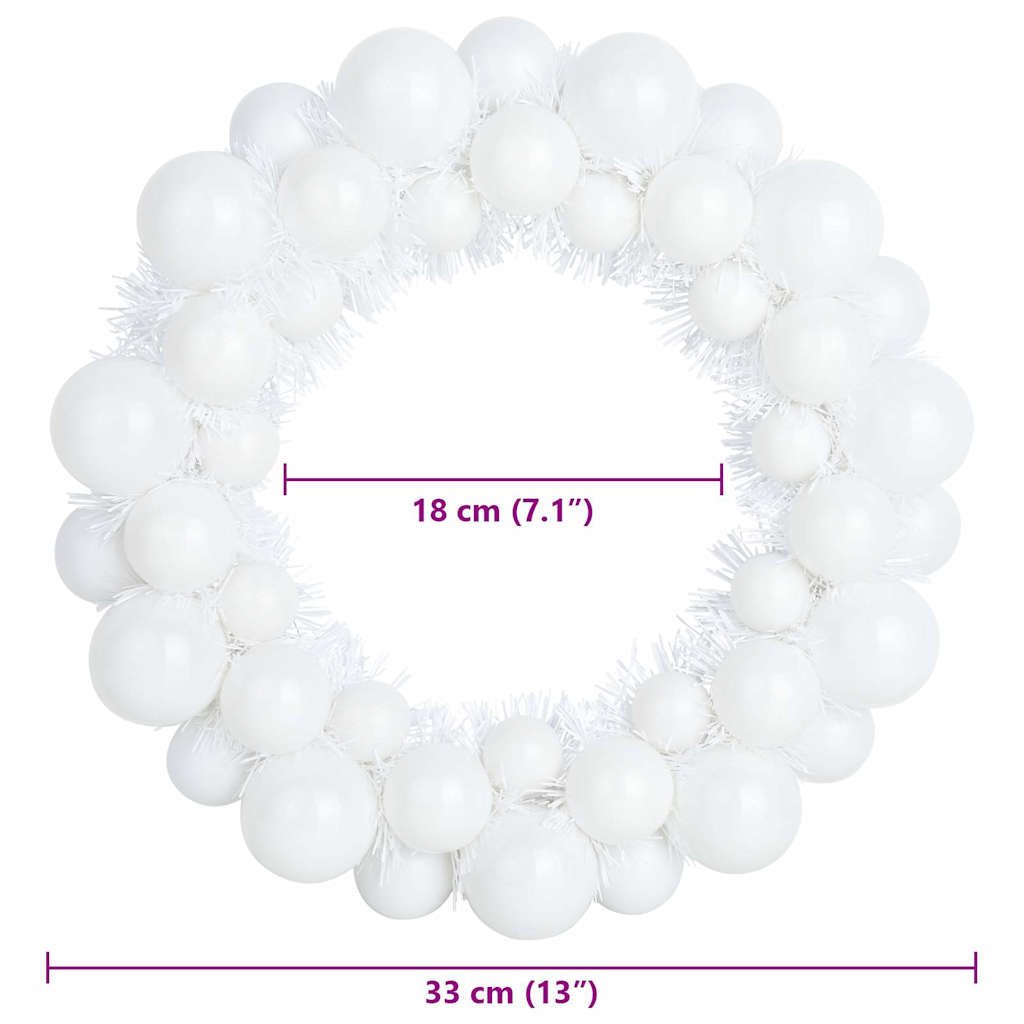 Corone di Palline di Natale 2 pz Bianco 33 x 33 x 7 cm