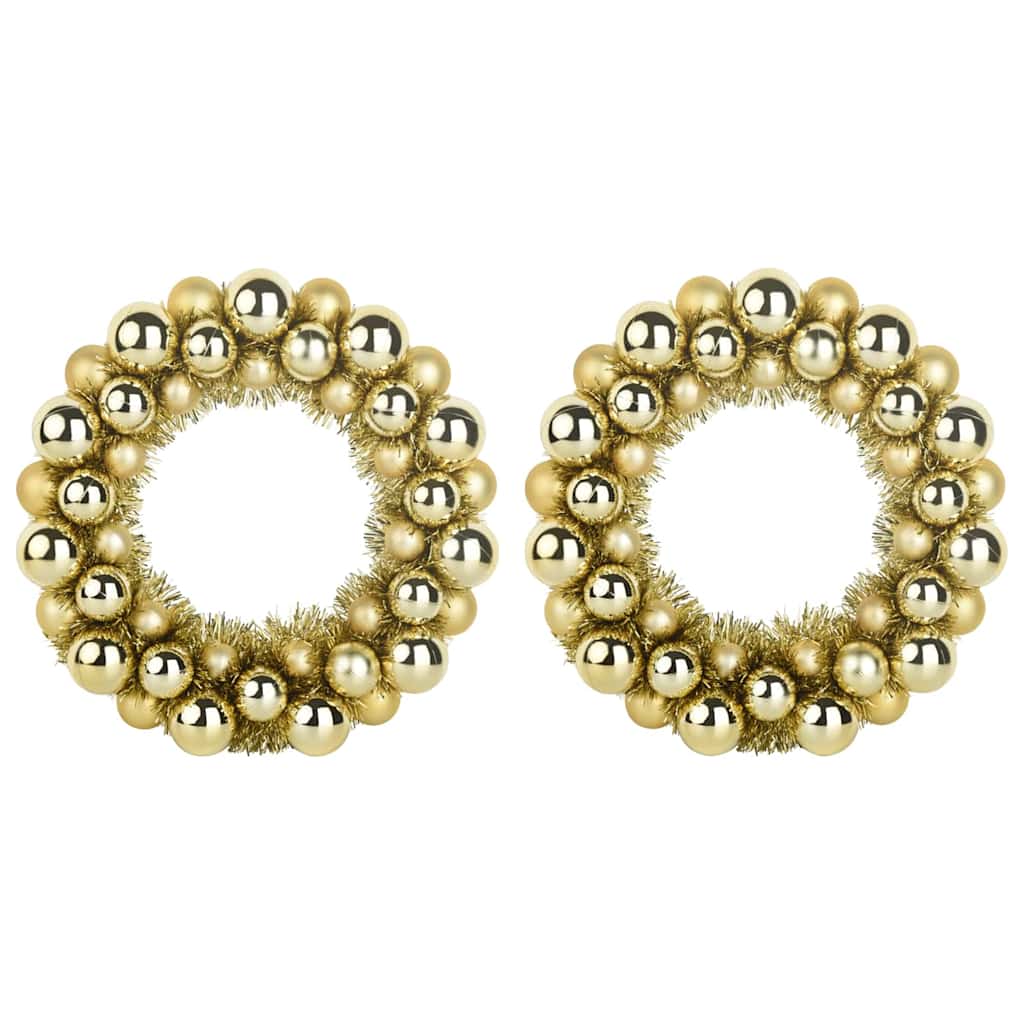 Corone di Palline di Natale 2 pz Oro 33 x 33 x 7 cm Polistirolo