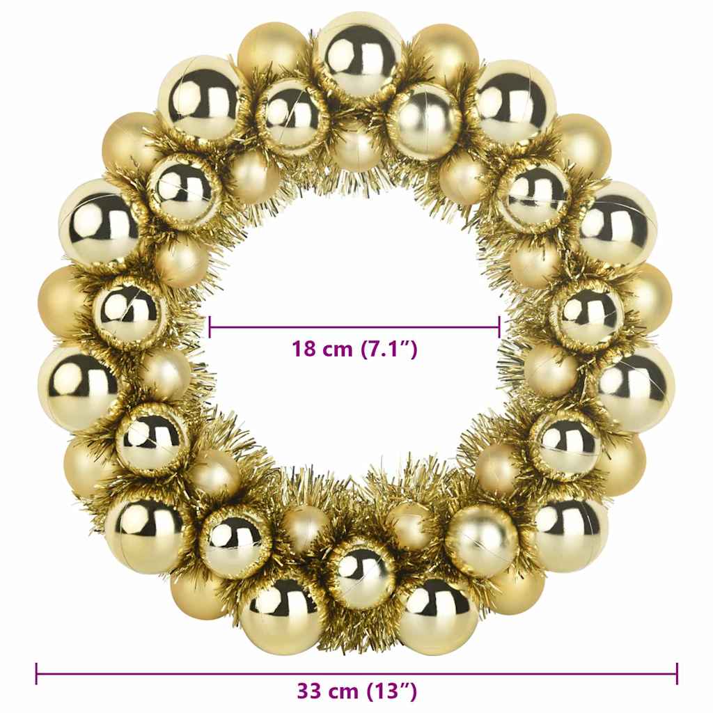 Corone di Palline di Natale 2 pz Oro 33 x 33 x 7 cm Polistirolo