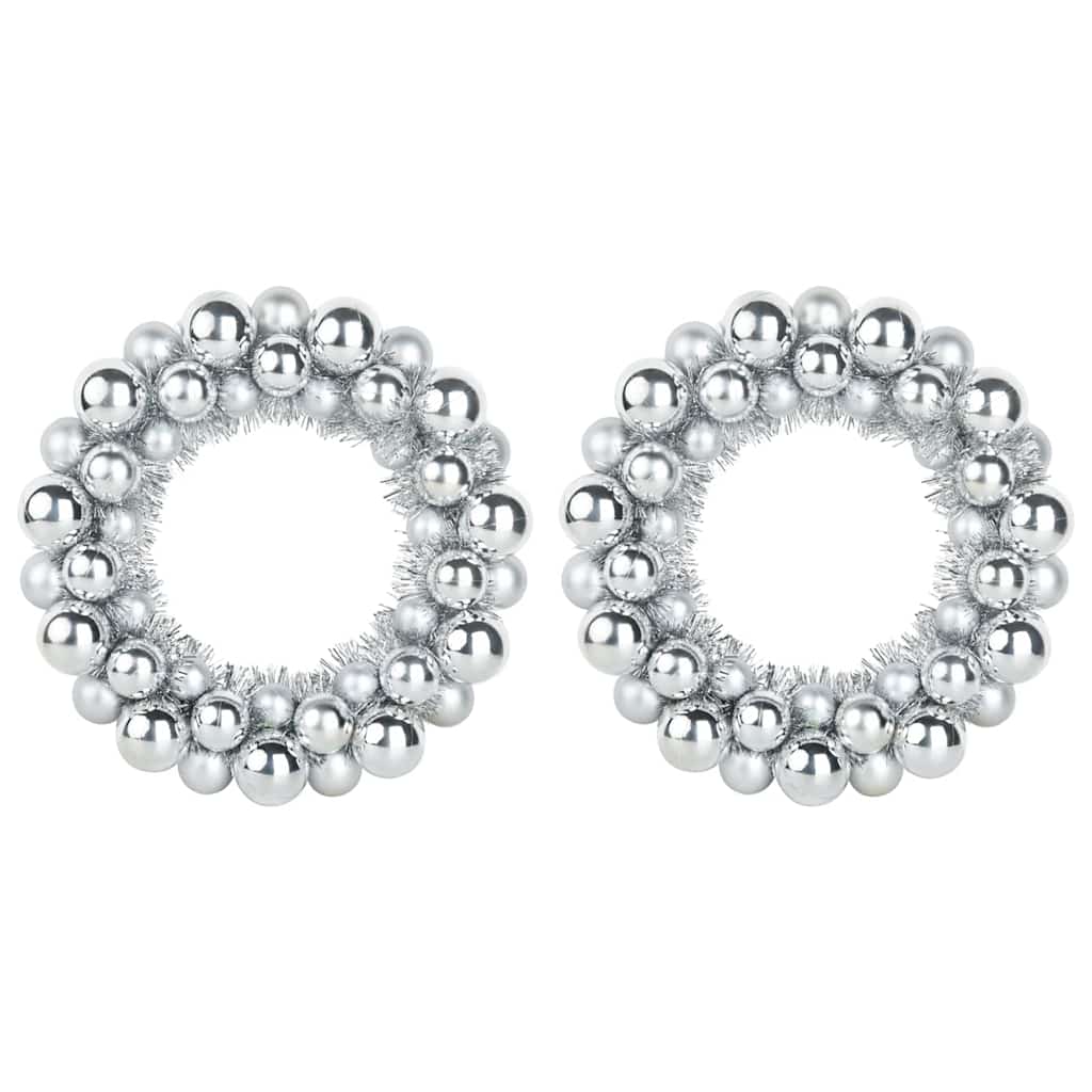 Corone di Palline di Natale 2 pz Argento 33 x 33 x 7 cm