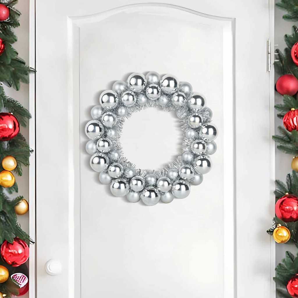 Corone di Palline di Natale 2 pz Argento 33 x 33 x 7 cm