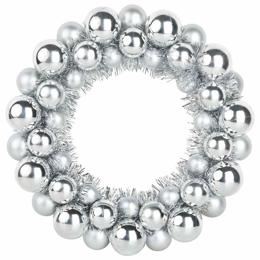 Corone di Palline di Natale 2 pz Argento 33 x 33 x 7 cm