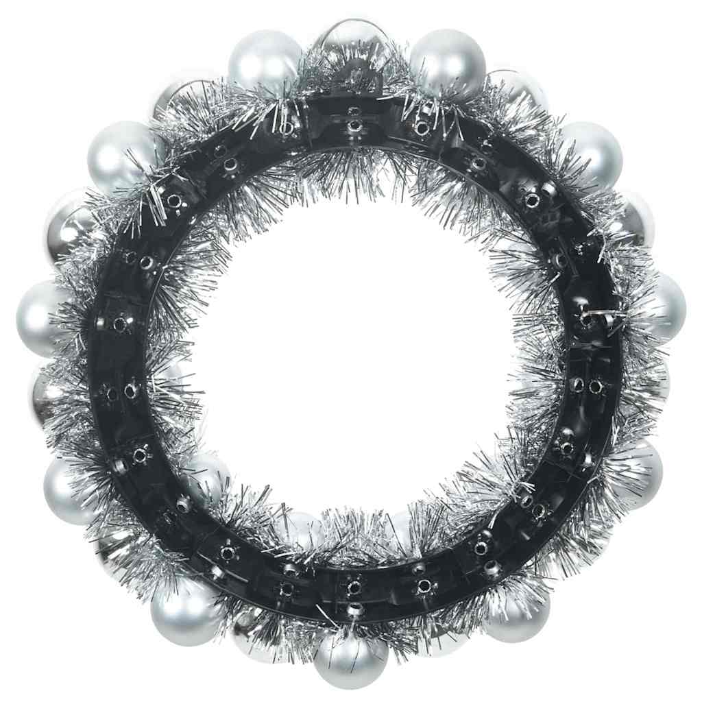 Corone di Palline di Natale 2 pz Argento 33 x 33 x 7 cm