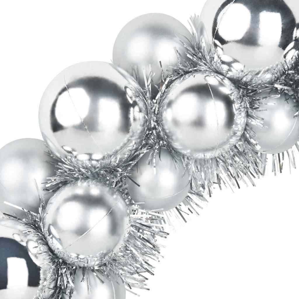 Corone di Palline di Natale 2 pz Argento 33 x 33 x 7 cm