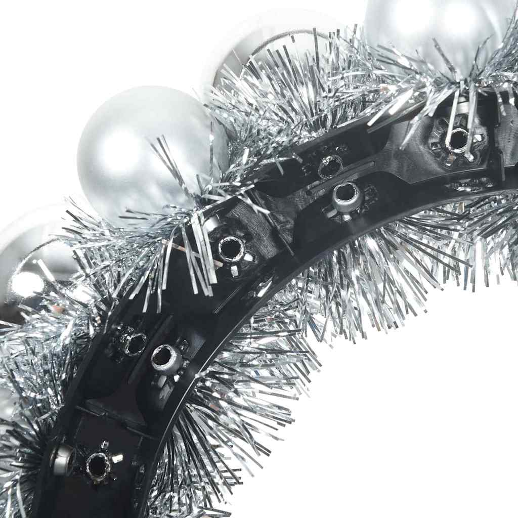Corone di Palline di Natale 2 pz Argento 33 x 33 x 7 cm