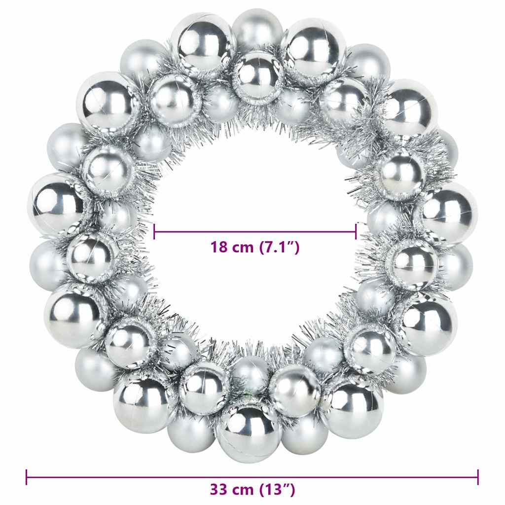 Corone di Palline di Natale 2 pz Argento 33 x 33 x 7 cm