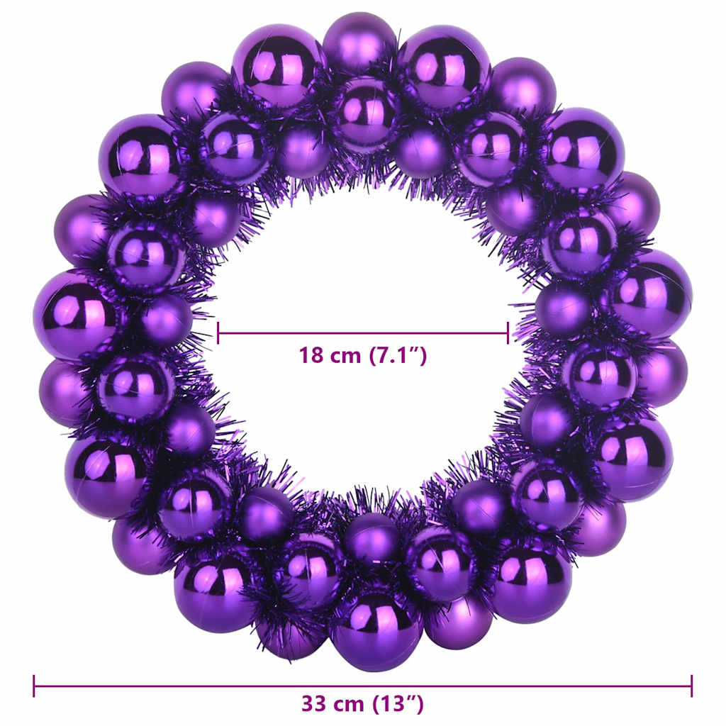 Corone di Palline di Natale 2 pz Lillà 33 x 33 x 7 cm