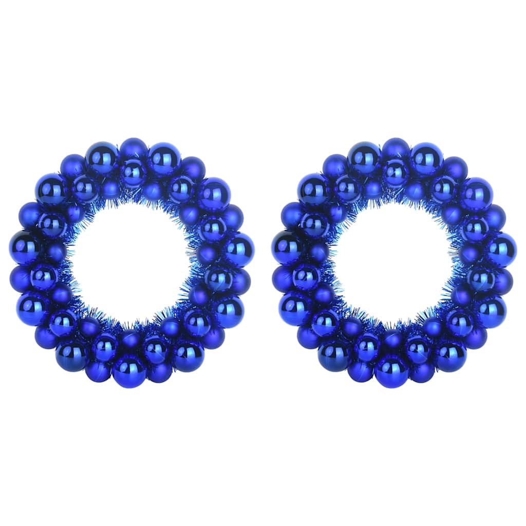 Corone di Palline di Natale 2 pz Blu 33 x 33 x 7 cm Polistirolo