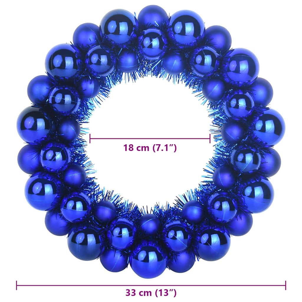 Corone di Palline di Natale 2 pz Blu 33 x 33 x 7 cm Polistirolo
