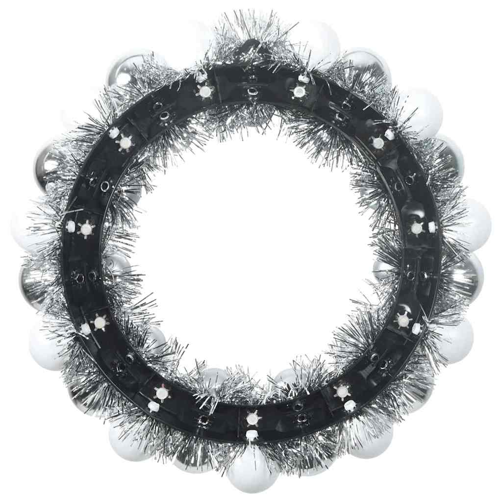 Corone di Palline di Natale 2 pz Bianco e Argento Polistirolo