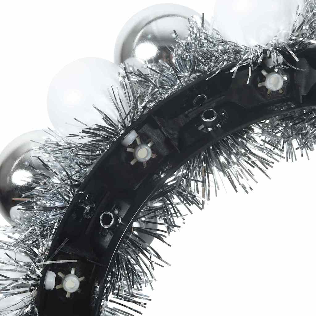 Corone di Palline di Natale 2 pz Bianco e Argento Polistirolo