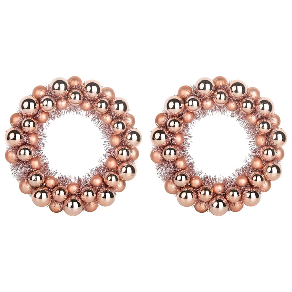 Corone di Palline di Natale 2 pz Oro rosa 33 x 33 x 7 cm