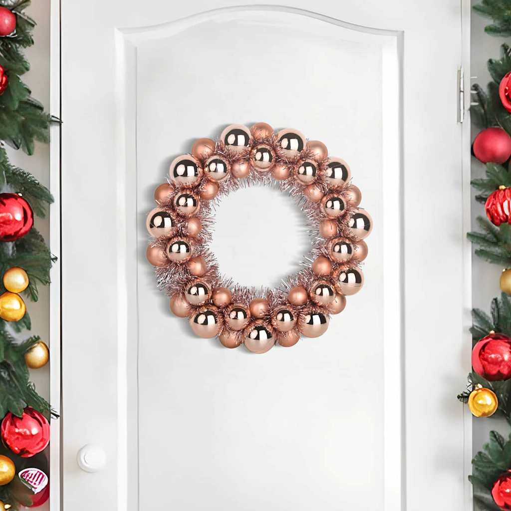 Corone di Palline di Natale 2 pz Oro rosa 33 x 33 x 7 cm