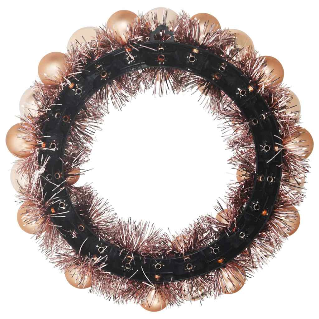 Corone di Palline di Natale 2 pz Oro rosa 33 x 33 x 7 cm