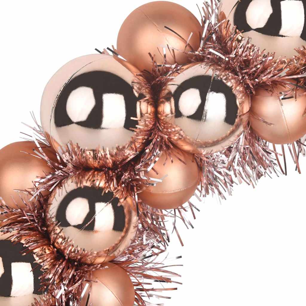 Corone di Palline di Natale 2 pz Oro rosa 33 x 33 x 7 cm