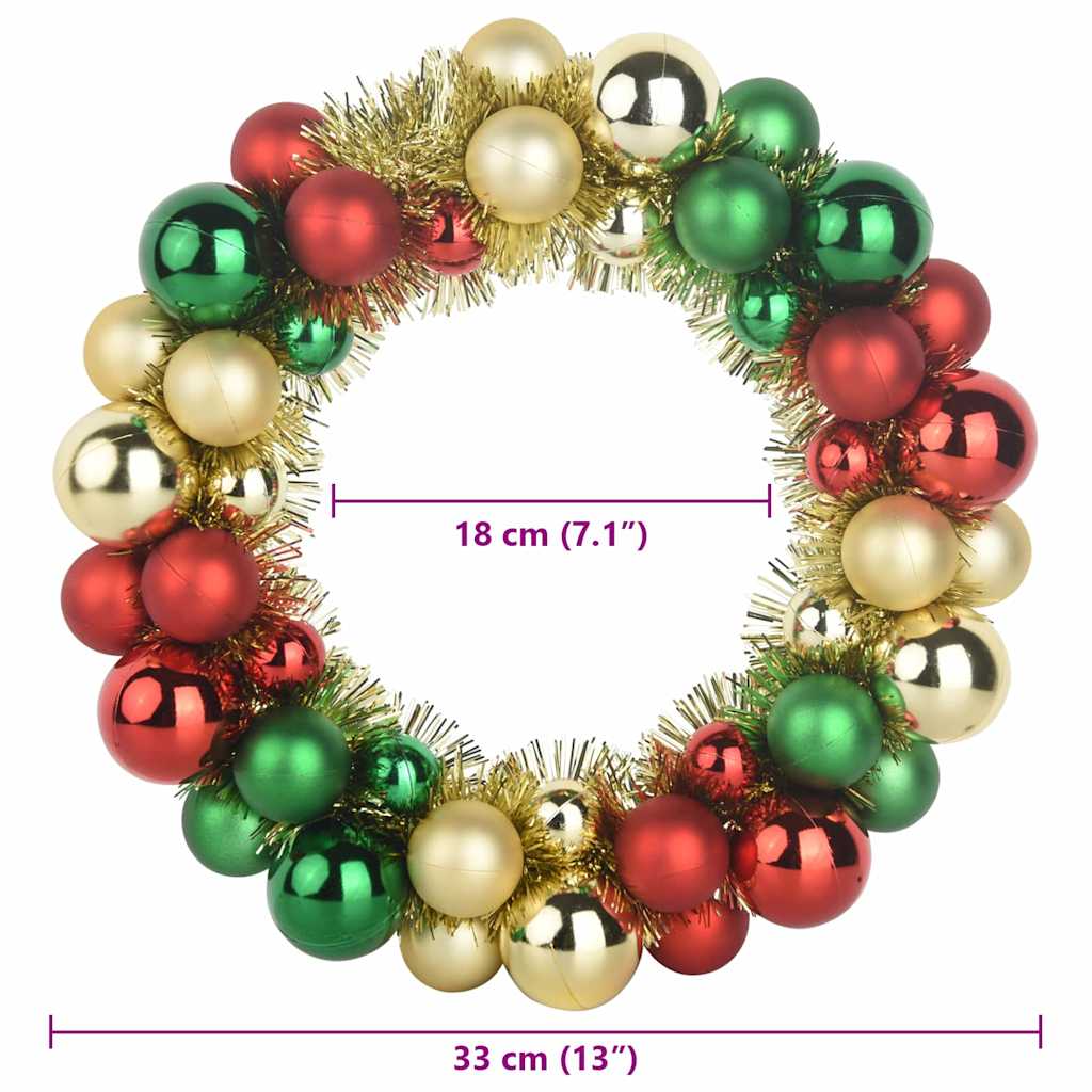 Corone di Palline di Natale 2 pz Multicolore 33 x 33 x 7 cm