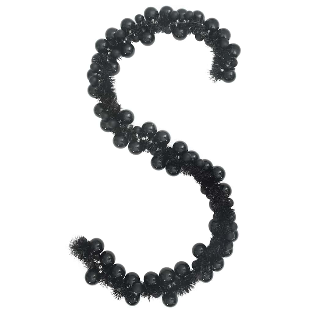 Ghirlanda di Palline di Natale LED Nero 186 cm Polistirolo
