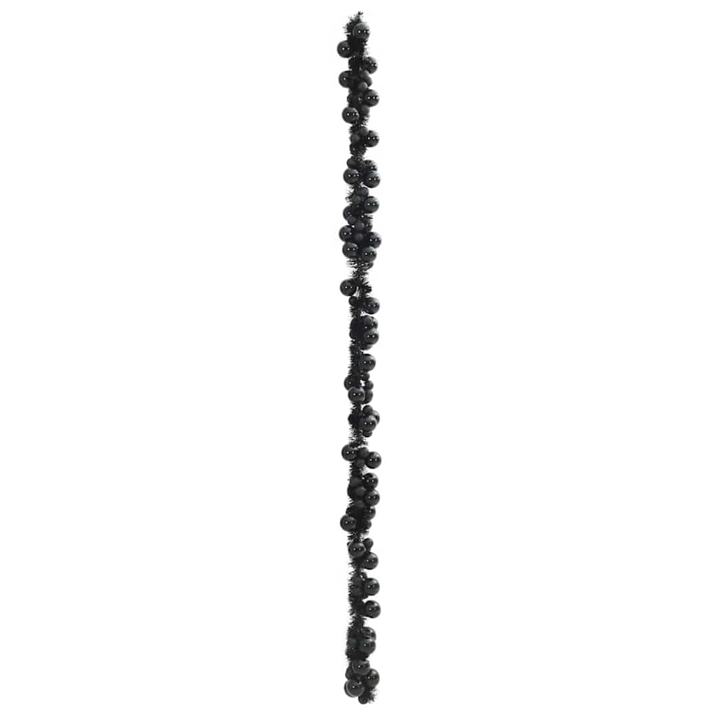 Ghirlanda di Palline di Natale LED Nero 186 cm Polistirolo