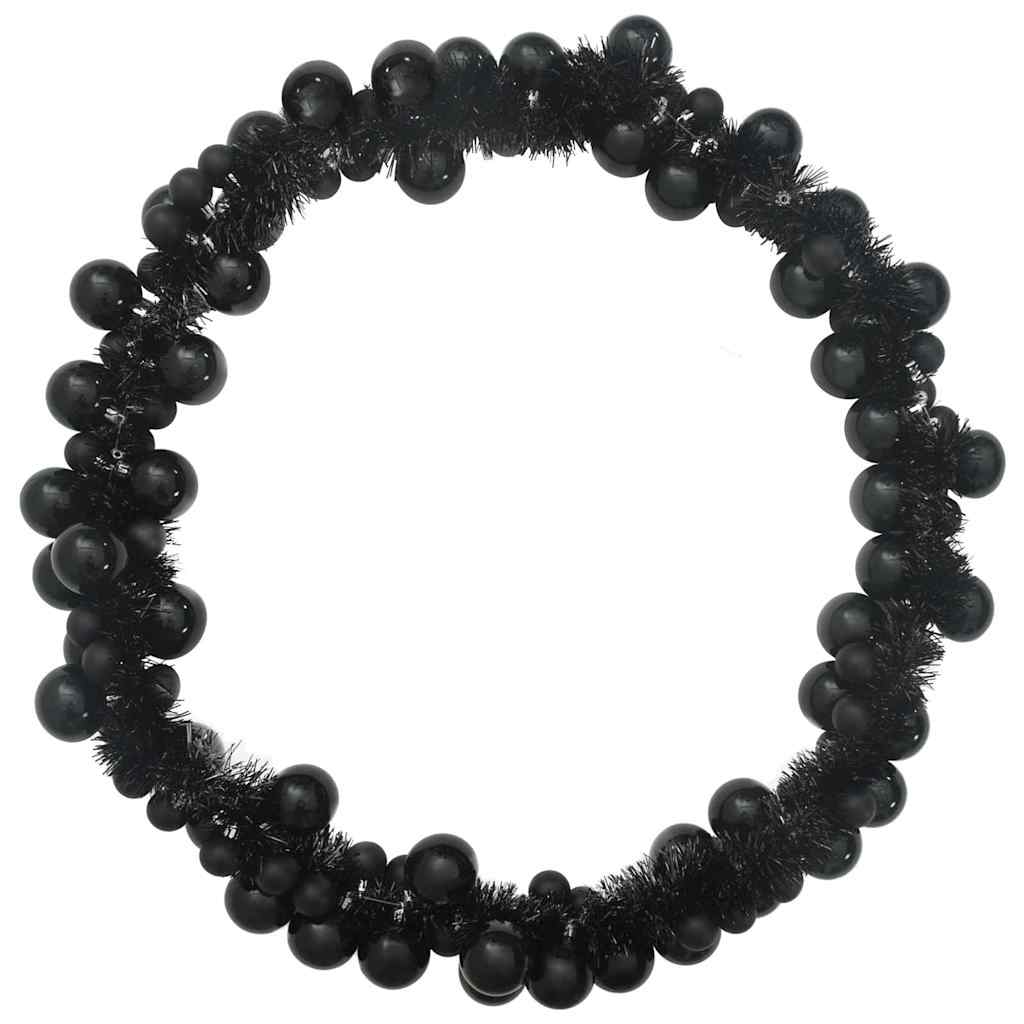 Ghirlanda di Palline di Natale LED Nero 186 cm Polistirolo