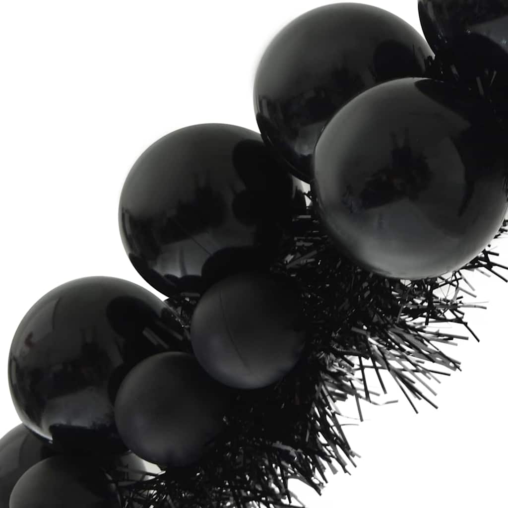 Ghirlanda di Palline di Natale LED Nero 186 cm Polistirolo