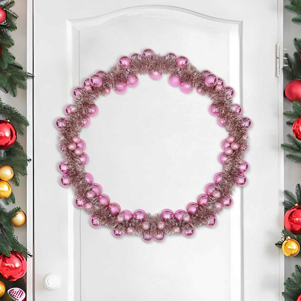 Ghirlanda di Palline di Natale LED Rosa 186 cm Polistirolo