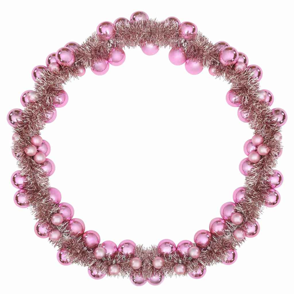 Ghirlanda di Palline di Natale LED Rosa 186 cm Polistirolo