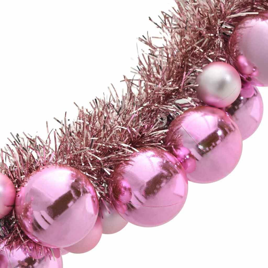 Ghirlanda di Palline di Natale LED Rosa 186 cm Polistirolo