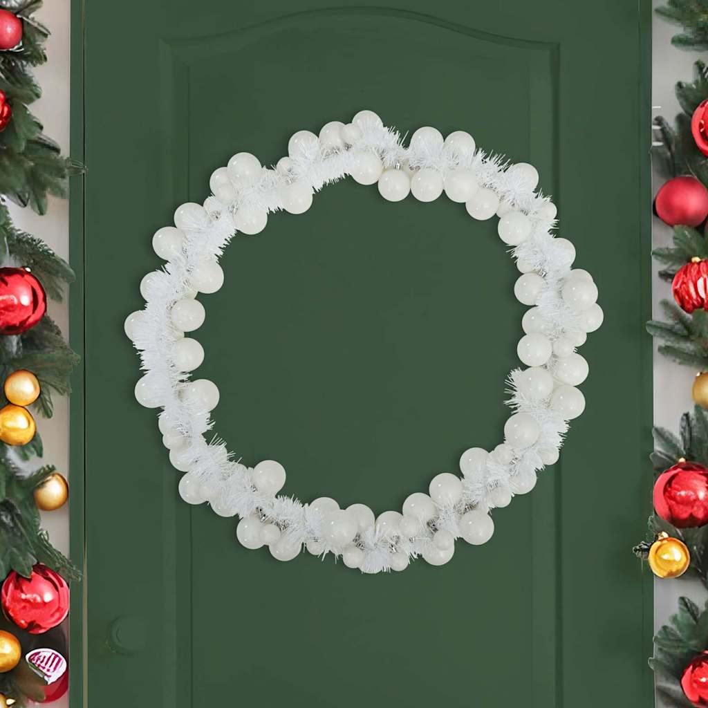 Ghirlanda di Palline di Natale LED Bianco 186 cm Polistirolo