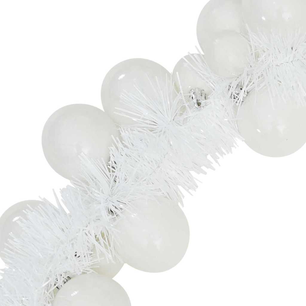 Ghirlanda di Palline di Natale LED Bianco 186 cm Polistirolo