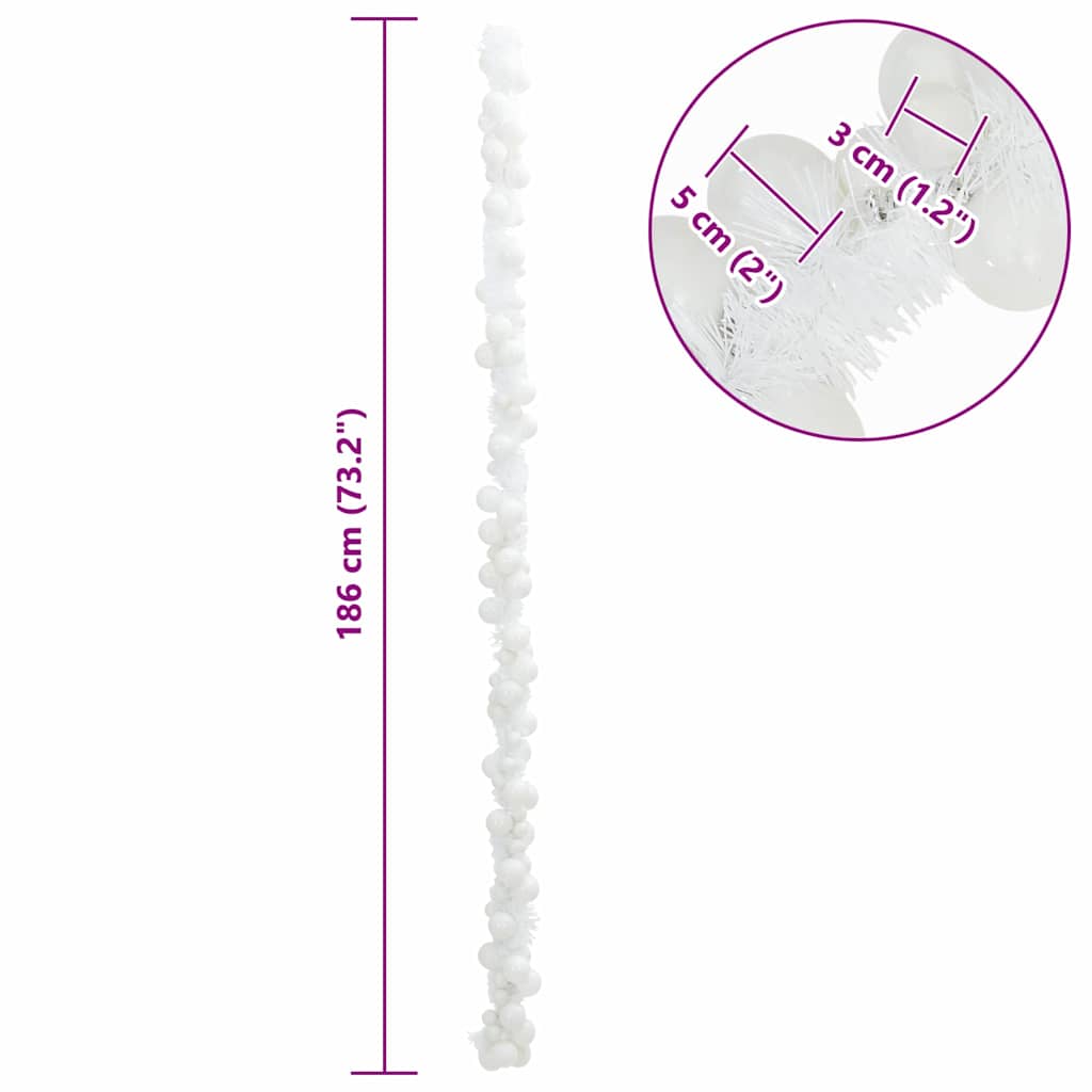 Ghirlanda di Palline di Natale LED Bianco 186 cm Polistirolo