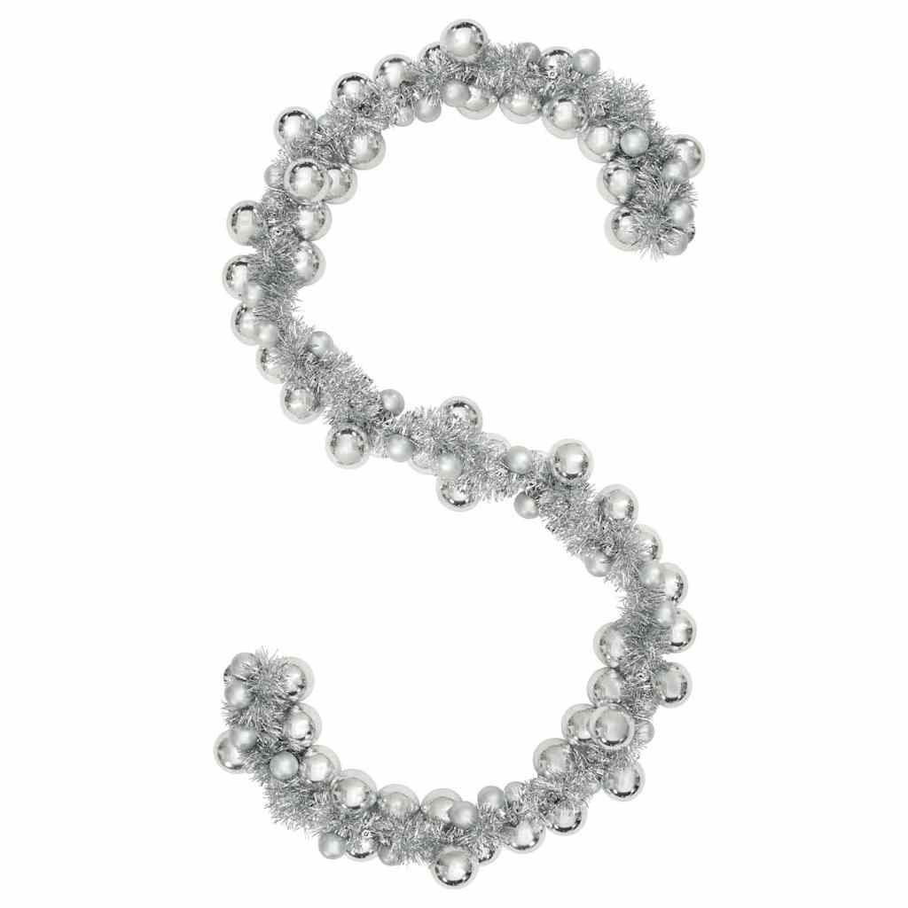 Ghirlanda di Palline di Natale LED Argento 186 cm Polistirolo