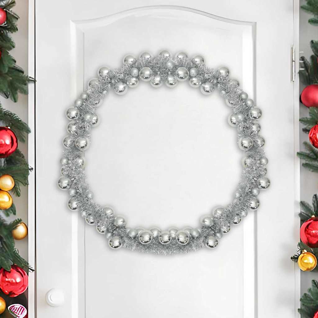 Ghirlanda di Palline di Natale LED Argento 186 cm Polistirolo