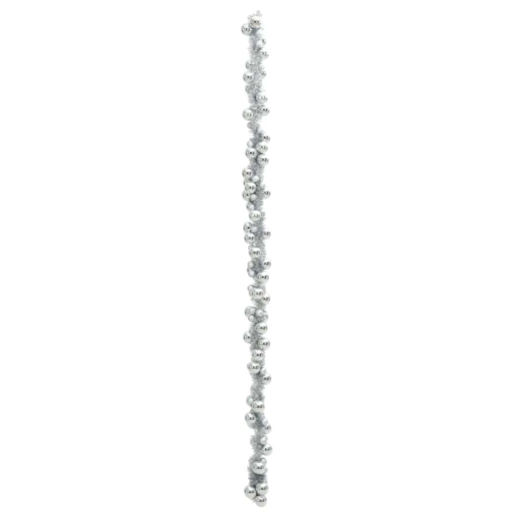 Ghirlanda di Palline di Natale LED Argento 186 cm Polistirolo