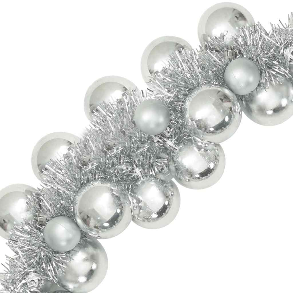 Ghirlanda di Palline di Natale LED Argento 186 cm Polistirolo