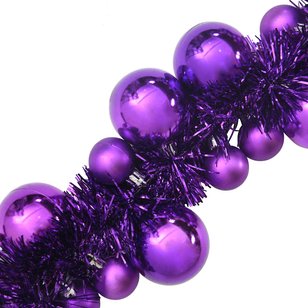 Ghirlanda di Palline di Natale LED Lillà 186 cm Polistirolo