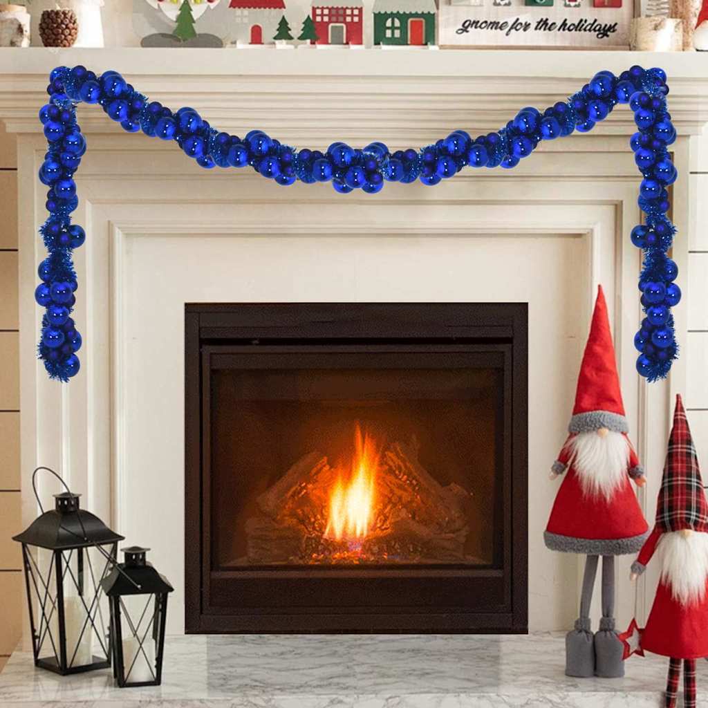 Ghirlanda di Palline di Natale LED Blu 186 cm Polistirolo