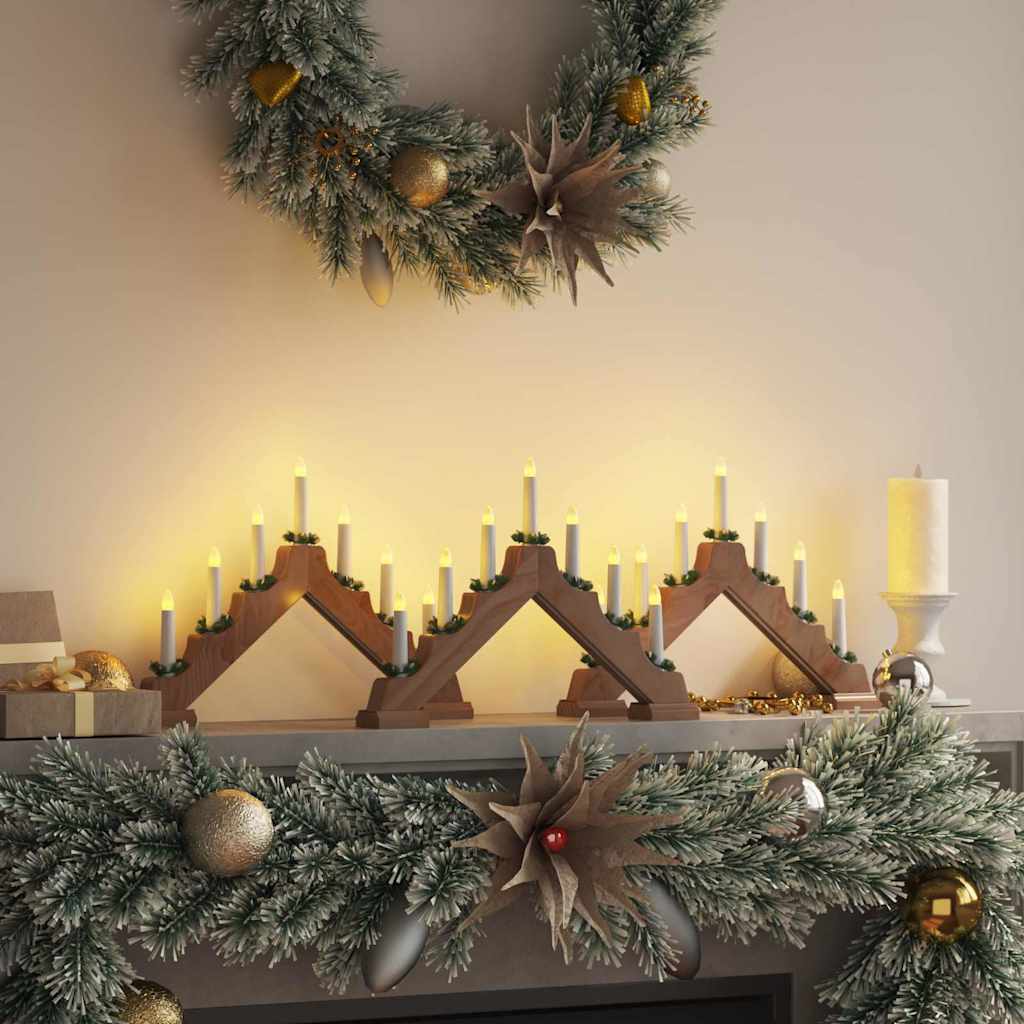 Ponte con Candele di Natale 3 pz 7 LED Bianco caldo