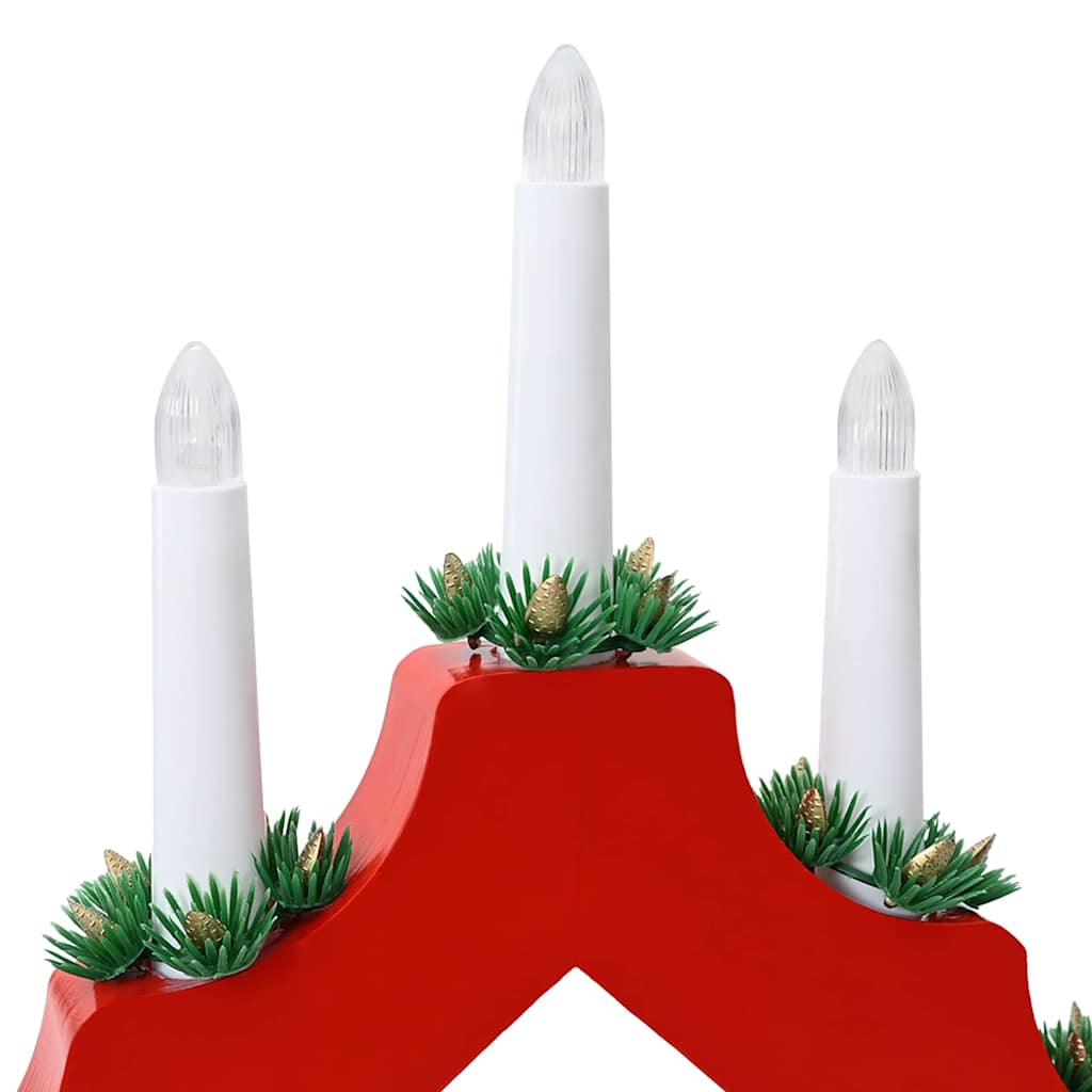 Ponte con Candele di Natale con 7 LED Rosso 39.5 x 5 x 29 cm