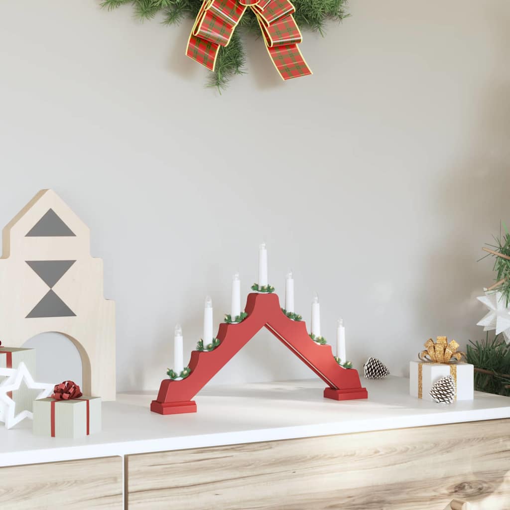 Ponte con Candele di Natale con 7 LED Rosso 39.5 x 5 x 29 cm