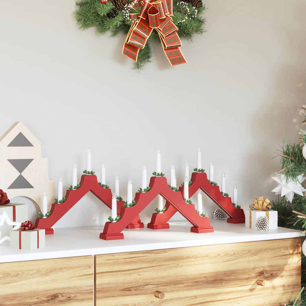 Ponte con Candele di Natale 3 pz 7 LED Bianco caldo