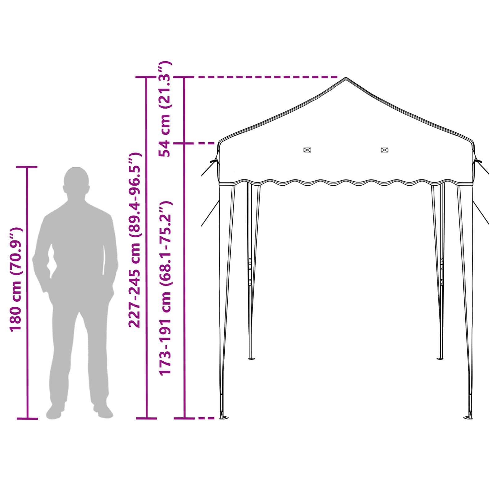 Tenda per feste a pop-up 195 x 195 x 245 cm Crema