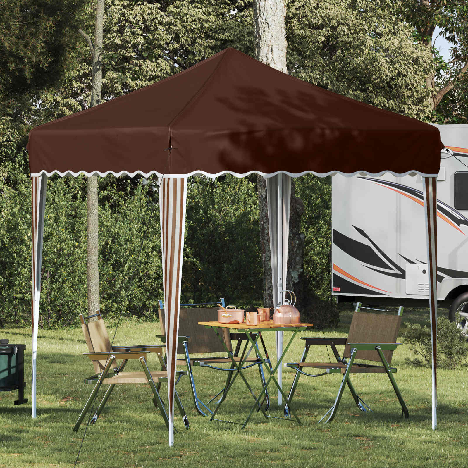 Tenda per feste a pop-up 195 x 195 x 245 cm Marrone