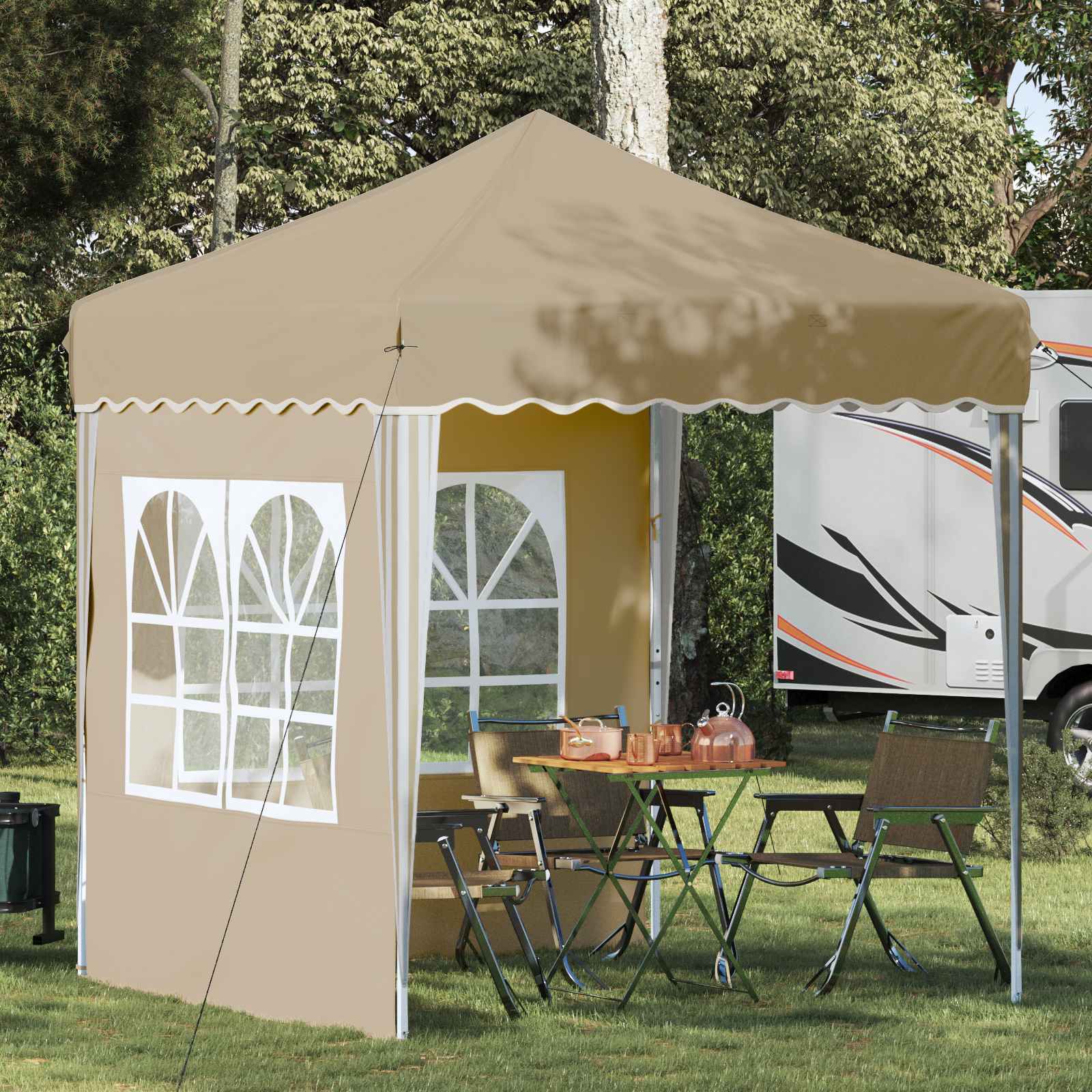 Tenda per feste a pop-up 195 x 195 x 245 cm Crema