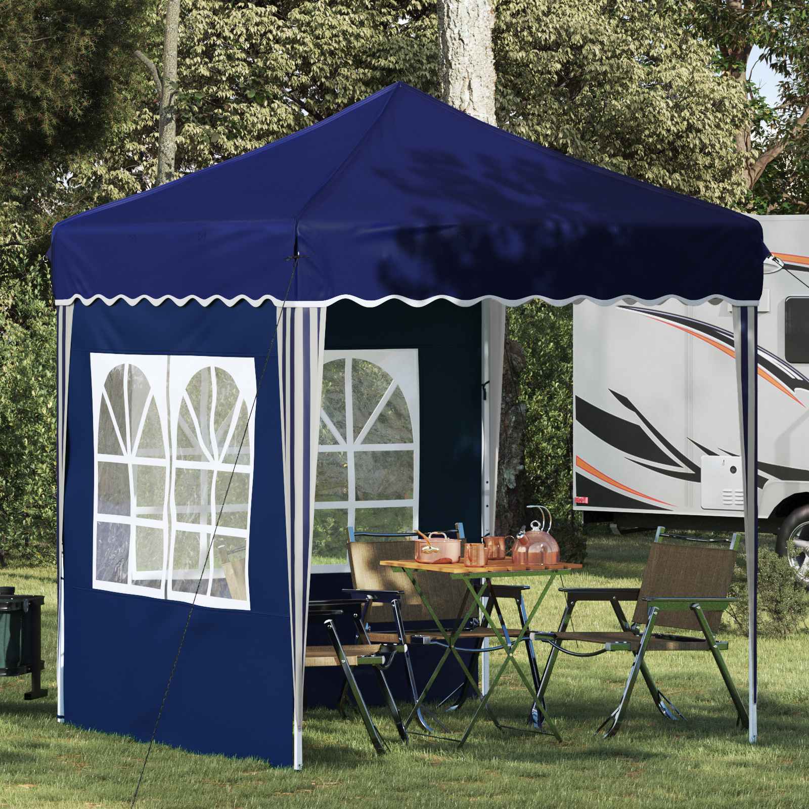 Tenda per feste a pop-up 195 x 195 x 245 cm Blu Tessuto Oxford
