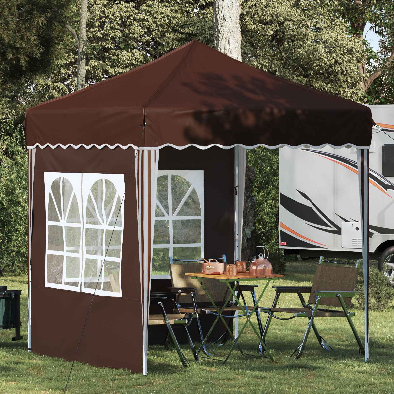 Tenda per feste a pop-up 195 x 195 x 245 cm Marrone