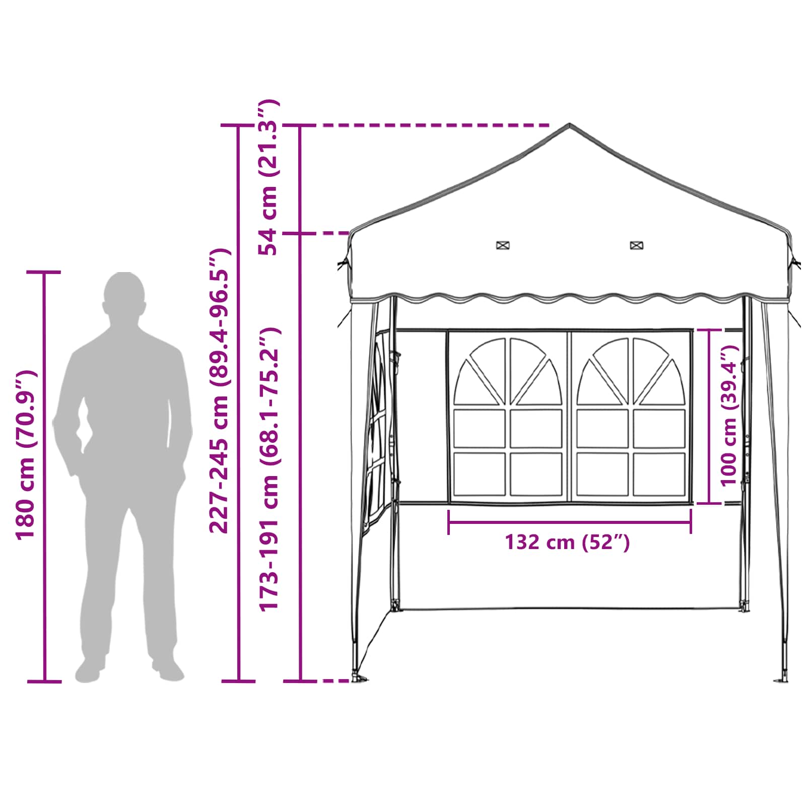 Tenda per feste a pop-up 195 x 195 x 245 cm Marrone