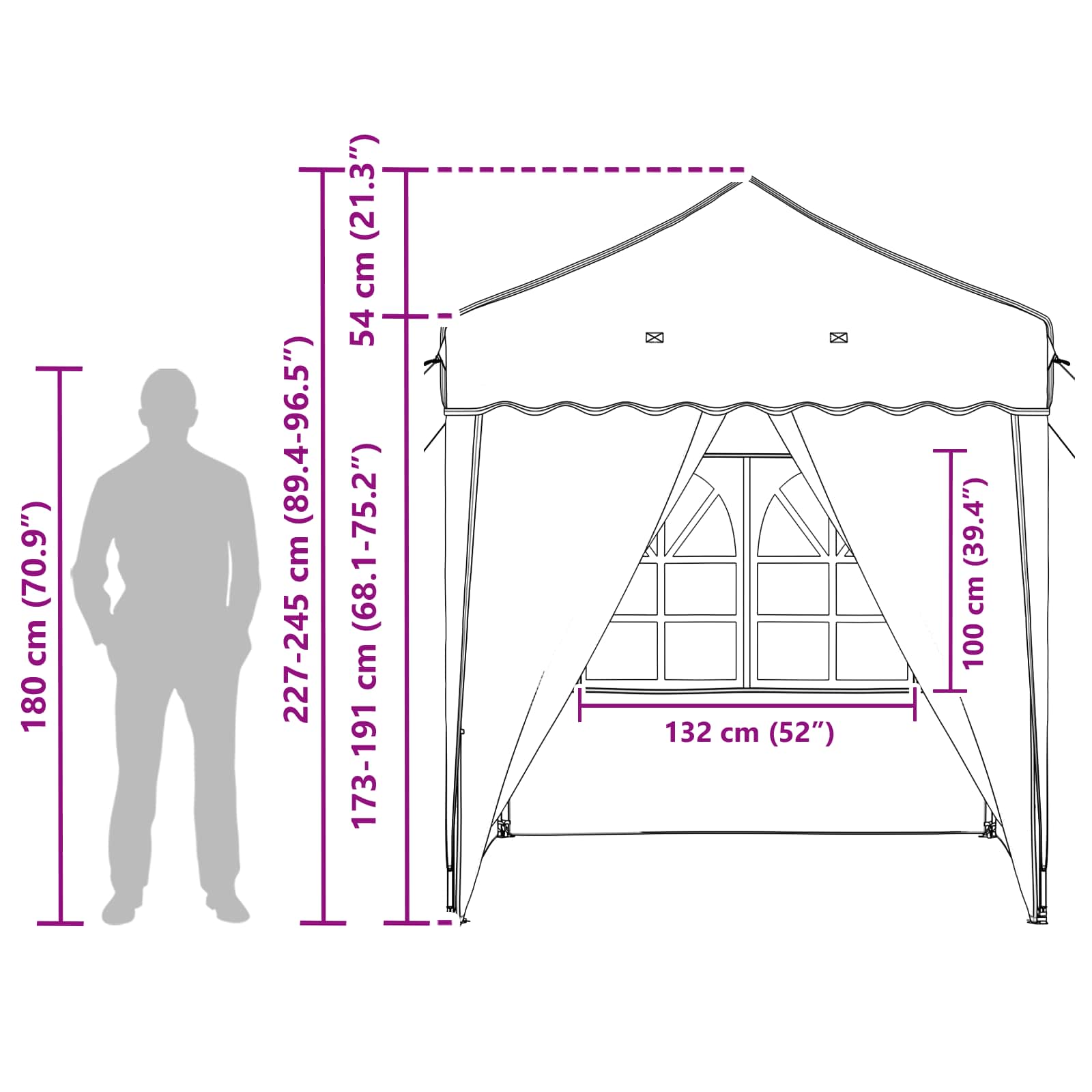 Tenda per feste a pop-up 195 x 195 x 245 cm Crema