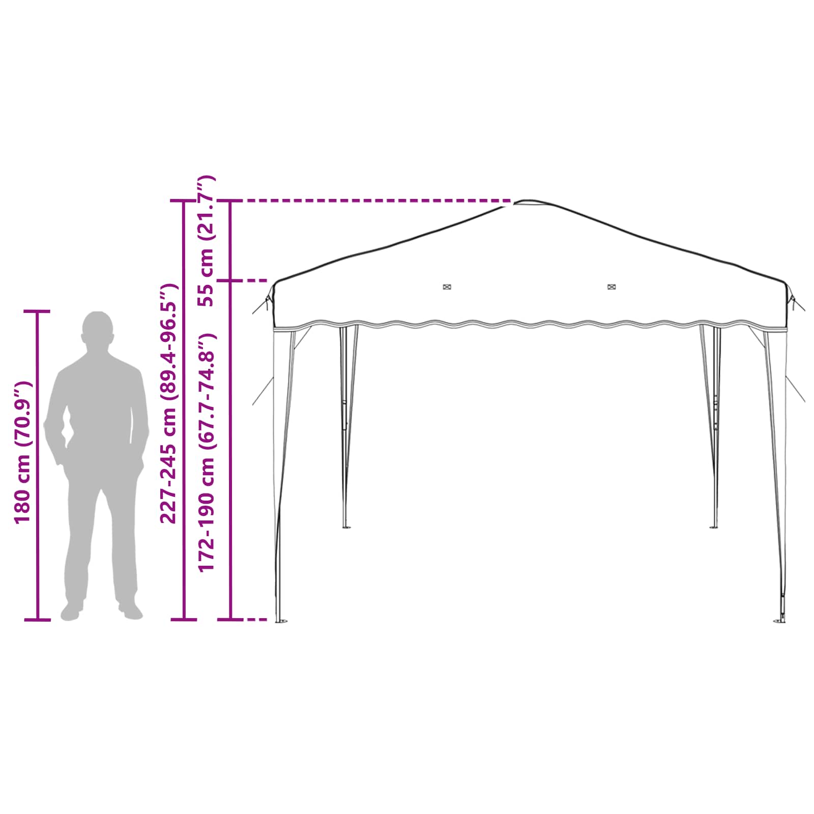 Tenda per feste a pop-up 288 x 288 x 245 cm Marrone