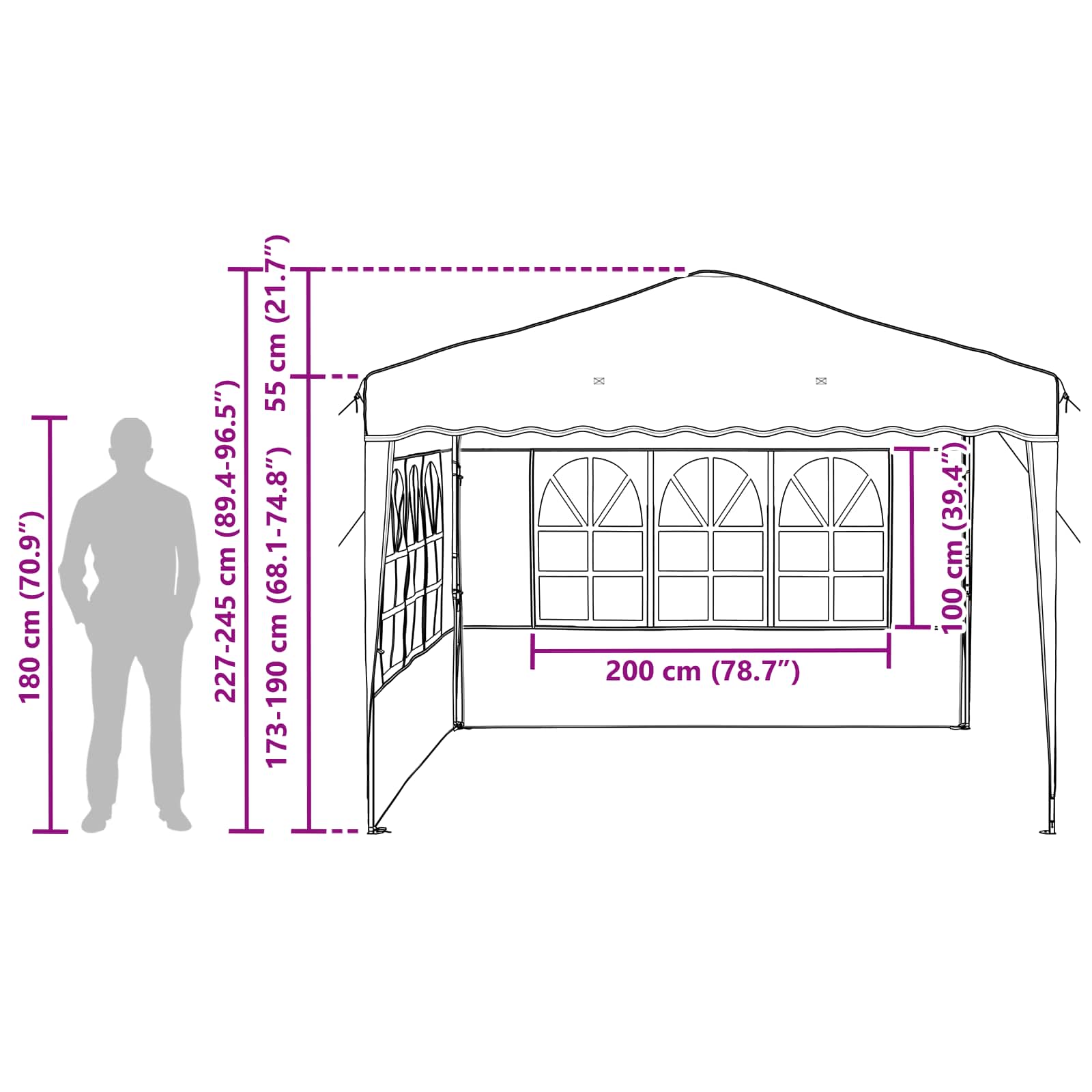 Tenda per feste a pop-up 288 x 288 x 245 cm Crema